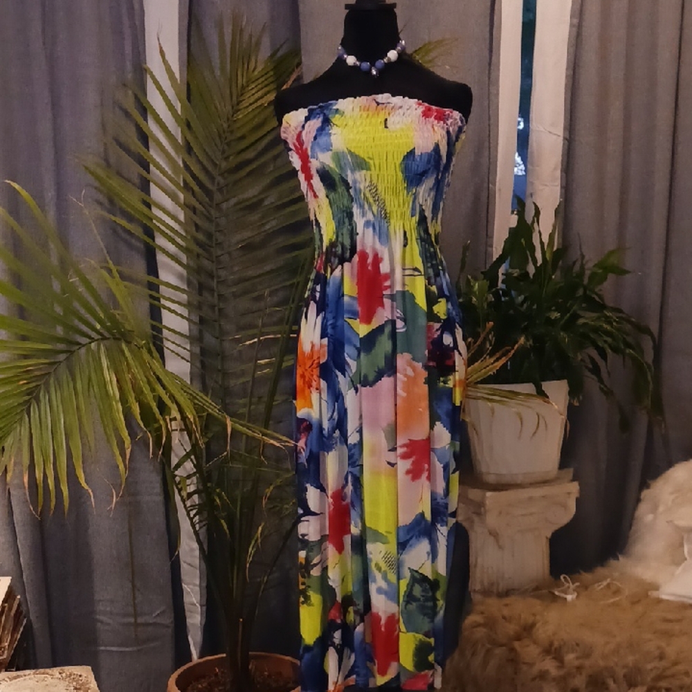 Floral Strapless Maxi Dress